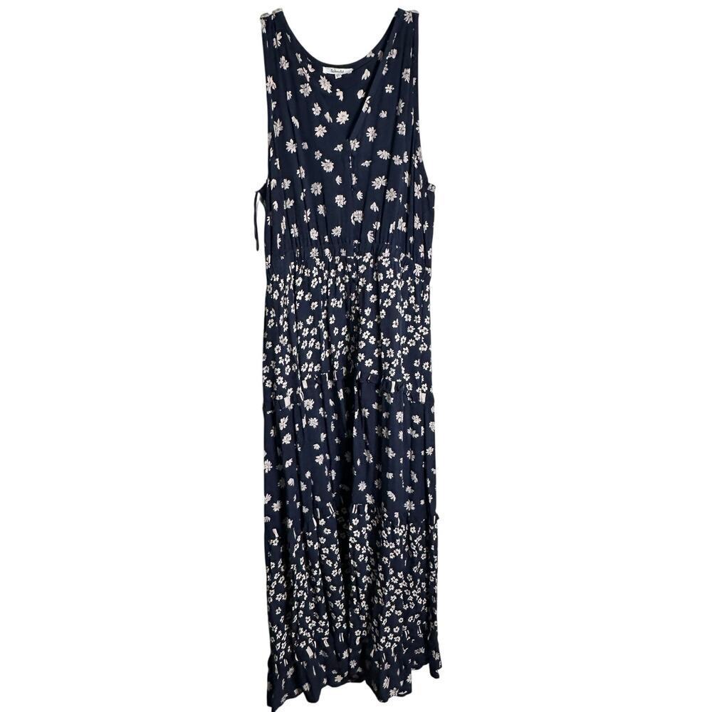 Splendid A-line Maxi Dress Northstar Jacquard Floral Print Blue White Size XL - Picture 2 of 9